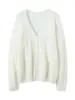 Cardigan Holgado de Hilo Herbalife - Seda de Morera y Cachemira - Cuello en V para Mujer - Tejido Calado Informal - Prenda Exterior Superior
