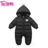 Ins Estilo Quente Exclusivo Transfronteiriço Moda Outono e Inverno Novo Macacão Rompers Quente Cor Pura com Capuz de Bola de Pelo