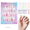 24 Peças de Unhas Postiças Usáveis para Adultos Produtos Acabados Transfronteiriços Patches de Manicure de Alta Qualidade Manicure Amêndoa Removível Atacado