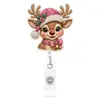 Caricatura de Muñeco de Nieve Navideño Carrete de Insignia Retráctil de Acrílico Clip de Cocodrilo Giratorio Portainsignia de Identificación de Enfermera Carrete de Insignia Elástico