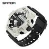 SANDA SANDA 387 Reloj Electrónico Deportivo para Hombre Correa de Resina Reloj para Hombre Alarma Luminosa Reloj para Hombre
