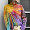 2024 Nuevo Transfronterizo Patrón de Impresión a Juego de Colores 3D Otoño e Invierno Estación Independiente Nuevo Sudadera de Manga Larga con Cuello Alto Ropa Europea y Americana