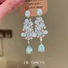 Pendientes Ovalados de Rhinestone Azul Frío con Forma de Gota de Agua para Mujer, Modernos, de Alta Gama, Versátiles, Personalizados, Joyería para Orejas de Estética Fría