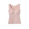 Chaleco Cálido de Otoño e Invierno para Mujer, Control de Abdomen, Doble Capa con Dobladillo Ondulado y Almohadillas en el Pecho, Versátil Top de Capa Base de Alta Elasticidad para Mujeres Jóvenes