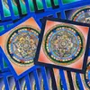 18cm Vajra Mandala Nepal Thangka Puro Pintado a Mano Sala de Estar Salón Budista Tamaño Pequeño Mesa Colgante Pintura Artística Decorativa