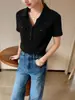 Camisa tipo polo básica de lino Tian Shuang con un diseño sencillo de cuello de solapa, transpirable y ligera, una prenda de manga corta imprescindible para primavera y verano