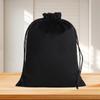 Bolsa de franela negra con cordón en la cintura para empaquetar joyas, bolsa de almacenamiento a prueba de polvo para joyas de franela, venta al por mayor
