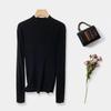 Suéter de Lã Pura Sem Costura de Malha 18 Gauge para Mulheres, Gola Alta Meia, Camiseta Base em Tricô Vazado, Corte Justo, Roupa Feminina Estilo Outono