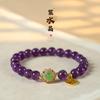 Pulsera de Amatista Guofeng para Mujer Nuevo Estilo Chino Anillo Único Pulsera de Cristal Dorado Arena Pulsera Versátil al Por Mayor