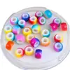 Accesorios para Rastas Doble Color Agujero Grande Superficie Lisa Cuentas Sueltas de Vidrio Color Horneado Gradiente Accesorios para Joyería DIY Materiales para Manualidades Hechos a Mano