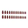 Comercio Exterior Simple Retro Borgoña Brillo Fino Uñas Almendradas Estilo Europeo Ins Wear Uñas 24 Piezas Uñas Postizas