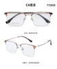 Nuevo Estilo Hombres Negocios Forma de Ceja Semi-Titanio Moderno Cuadrado Moda Monturas de Gafas, Mismo Estilo que Popular en Xiaohongshu, Se Pueden Personalizar para Lentes de Prescripción, Venta al por Mayor Disponible