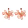 Pendientes Florales Coloridos Dopamina para Mujer, Nuevo Estilo Primavera 2025, Estilo Vacaciones en la Costa, Clips para Orejas Exagerados, Sin Perforación