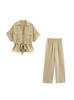 Roupas Europeias e Americanas Transfronteiriças Nova Camisa Safari Primavera e Verão 2025 2273741 Calça de Perna Larga para Férias 2116741