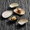 Prato de cerâmica para lanches de formato irregular para uso doméstico, prato de cerâmica para pratos frios, prato para picles, tigela para molho para churrasco e hot pot, pequeno prato para temperos