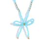 Colar de design de nicho de moda europeia e americana, contas de aço inoxidável, feito à mão, colar de laço de cristal azul lapidado, feminino