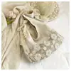 Vacaciones Verano Bolsa de Playa de Gran Capacidad Diseño Literario Lona Empalmada Bolso Tote Nicho Flor Hueca Bolso de Hombro
