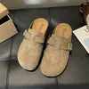 Sapatos Birkenstock de Renda com Solado Grosso Estilo Coreano Modelo Novo Primavera e Outono Uso Externo Bico Fechado Fivela Redonda Mules