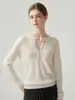 Estilo Minimalista de Lujo Ligero Otoño/Invierno Nueva Moda Cachemir Cuello V Amplio Botones Tejido Suéter Base Delgado para Mujer