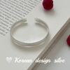 Pulsera de Plata de Alto Gama Estilo Ins Coreano-Japonés S925 Plata de Ley Curva Irregular Borde de Perla Cepillada para Mujer