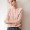 Cárdigan de cachemir con cuello alto y botones para mujer, Abrigo de punto de lana suave holgado Otoño/Invierno, Suéter versátil para exteriores