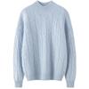 Suéter de Cashmere Grosso de Fio Duplo Feminino Gola Alta Meia-gola Suéter Outono e Inverno Casual Solto Camisa Básica Tricotada em Cashmere