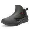 Botas de Chuva Curtas da Moda para Homens, Sapatos Impermeáveis Antiderrapantes, Sapatos de Borracha para Cozinha, Lavagem de Carro, Botas de Água Resistentes ao Desgaste para Canteiro de Obras, Forradas com Lã para Aquecimento