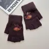 Luvas de Meio Dedo Quentes e Grossas de Inverno Padrão de Baleia Fofo de Desenho Animado Japonês Luvas de Lã Tricotadas com Forro de Fleece para Tela de Toque