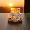 Chapéu de Palha Único com Canudo Copo Criativo Martelado Exquisito Copo de Vidro para Suco Café Padrão de Pedra Preciosa Tendência Novo Copo