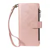 Adecuado para funda de cuero iPhone 17, Samsung A27 multifuncional billetera con cremallera de 9 tarjetas funda protectora cruzada, 16Pro color sólido