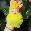 Nova imitação de pele de coelho preguiçoso dormindo boneca pelúcia chaveiro pingente bonito jóias feitas à mão em estoque cabelo rápido