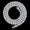 Collar Europeo y Americano Transfronterizo Cadena de Tenis de Moissanita de 4 mm Chapado en Plata Oro Simple Lujo Ligero Joyería de Gama Alta Hip-hop