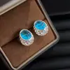 Pendientes de Zirconia Coloridos Pesados Brillantes Artesanales Estilo Retro Artístico Elegantes para Cena Pendientes Vintage de Alta Gama