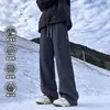 Pantalones impermeables con forro de polar para hombre para otoño e invierno, pantalones de trabajo holgados rectos de moda para exteriores, pantalones casuales gruesos