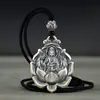 Pingente de Guanyin em Prata Esterlina 999 Vintage Colar de Pé Prata Sólida Masculino Pingente de Buda Feminino Benmingnian Buda Maitreya