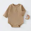 Macacão de bebê de manga comprida, coleção primavera e outono, algodão puro grau A, body para recém-nascido, pijama de puxar, roupa canelada para bebê