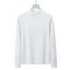 Camisa Básica Redonda de Veludo Alemão Dupla Face, Nova Camada Interna de Manga Longa com Gola Meia-Alta Outono e Inverno, Top Feminino Espesso e Quente de Cor Sólida