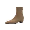 Novas botas de meia de camurça outono/inverno europeias e americanas, botas justas elásticas com aumento interno de 5 cm de altura, elegantes botas de tornozelo da moda feminina