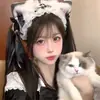 Adorno para la cabeza de orejas de gato lindo, pinza para el pelo de sirvienta cosplay Lolita dulce, accesorio para el pelo de animal orejas de gato de felpa, diadema para mujer