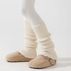 Calcetines holgados para niñas de nuevo estilo Otoño e Invierno, Calentadores de lana de color liso para pantorrillas y rodillas de niños, Calcetines de pantorrilla estilo coreano color café