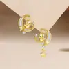 Pendientes Originales de Estrella y Luna Caballo Lindo para Mujer, Diseño de Nicho en Plata Pura, Pendientes de Unicornio Año del Caballo, Accesorios para Orejas de Corazón Femenino Nácar