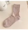 Calcetines Goodfa Nuevos 2026 para Mujer, Transpirables para Primavera y Verano, Algodón Australiano, Textura de Canalé, Delgados, Color Sólido, Media Pantorrilla, Calcetines para Mujer