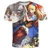 Camiseta Informal Casual con Estampado Digital 3D de Personaje Animado Estilo Dibujos Animados para Niña, Princesa Alice Europea y Americana