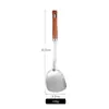 Espátula de Acero Inoxidable para Cocina Casera, Juego de Cocina con Mango de Madera, Cuchara para Sopa, Espumadera, Cuchara para Arroz, Espátula para Freír Pulida con Arena