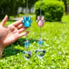 Piedra Natural Incrustada con Diamantes, Carrillón de Viento de Jardín con Huella de Pata de Perro de Metal, Colgante de Cristal, Atrapasoles Conmemorativo, Suministro Transfronterizo