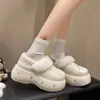 Sapatos de Algodão Casuais e Confortáveis para Mulheres 2025 Outono e Inverno Nova Moda Versátil Quente com Forro de Lã Sapatos de Algodão de Solado Grosso para Roupas de Exterior Femininas