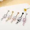 Anillos para Ombligo de Acero Inoxidable Europeos y Americanos Transfronterizos con Colgantes de Circonita en Forma de Corazón y Anillos para Ombligo con Rosca Joyería para Piercings al por Mayor