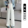 Foto real de pantalones de pierna ancha de maternidad para otoño e invierno, corte recto holgado, versión estrecha para mujeres petite, pantalones deportivos casuales de maternidad para primavera y otoño