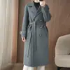 Outono e Inverno 2025 Casaco Dupla Face de Caxemira Feminino Slim Gola de Terno Estilo Coreano Dupla Face Lã Pura Lã Casaco