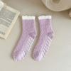 Calcetines de Coral Fleece para Mujer, Calcetines Gruesos Cálidos de Invierno para el Suelo, Calcetines Lisos de Punto Retorcido de Caña Media para el Hogar y Dormir, Calcetines de Toalla